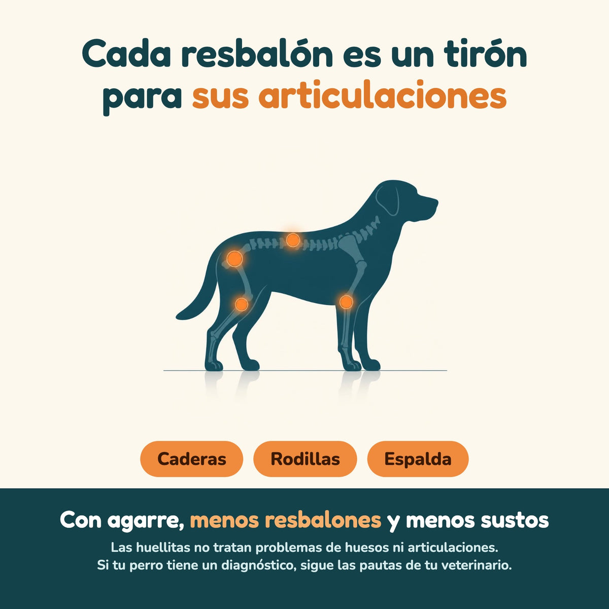 Con agarre, menos resbalones y menos tirones en caderas, rodillas y espalda